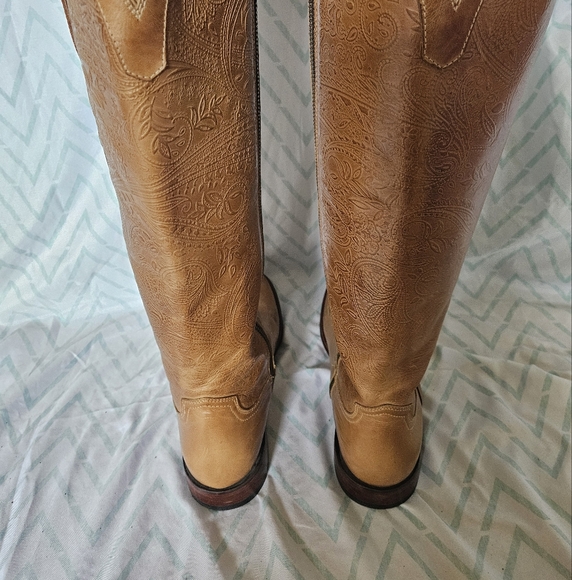 Lucchese Handmade Tooled Leather Riding Zip Up Boot Size 10B - Picture 3 of 7